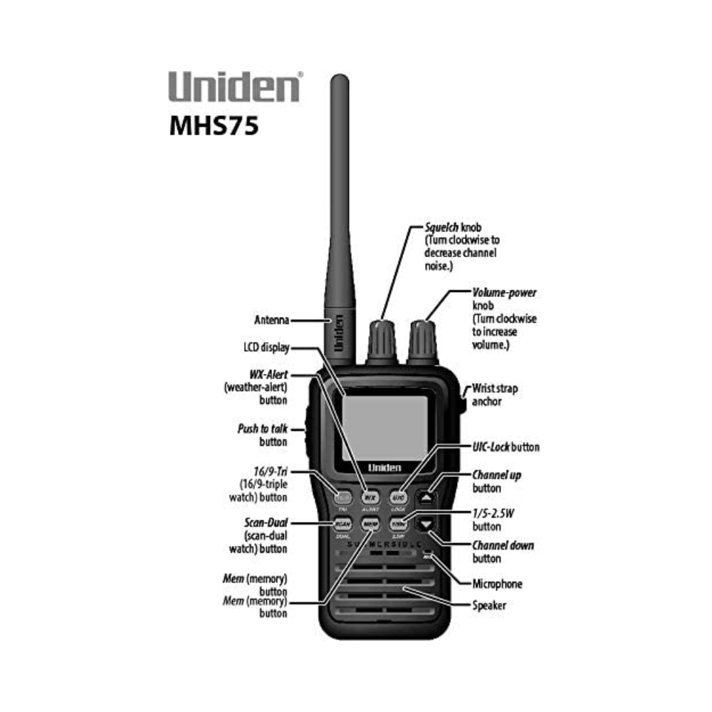 Uniden MHS75 Handheld Marine Radio