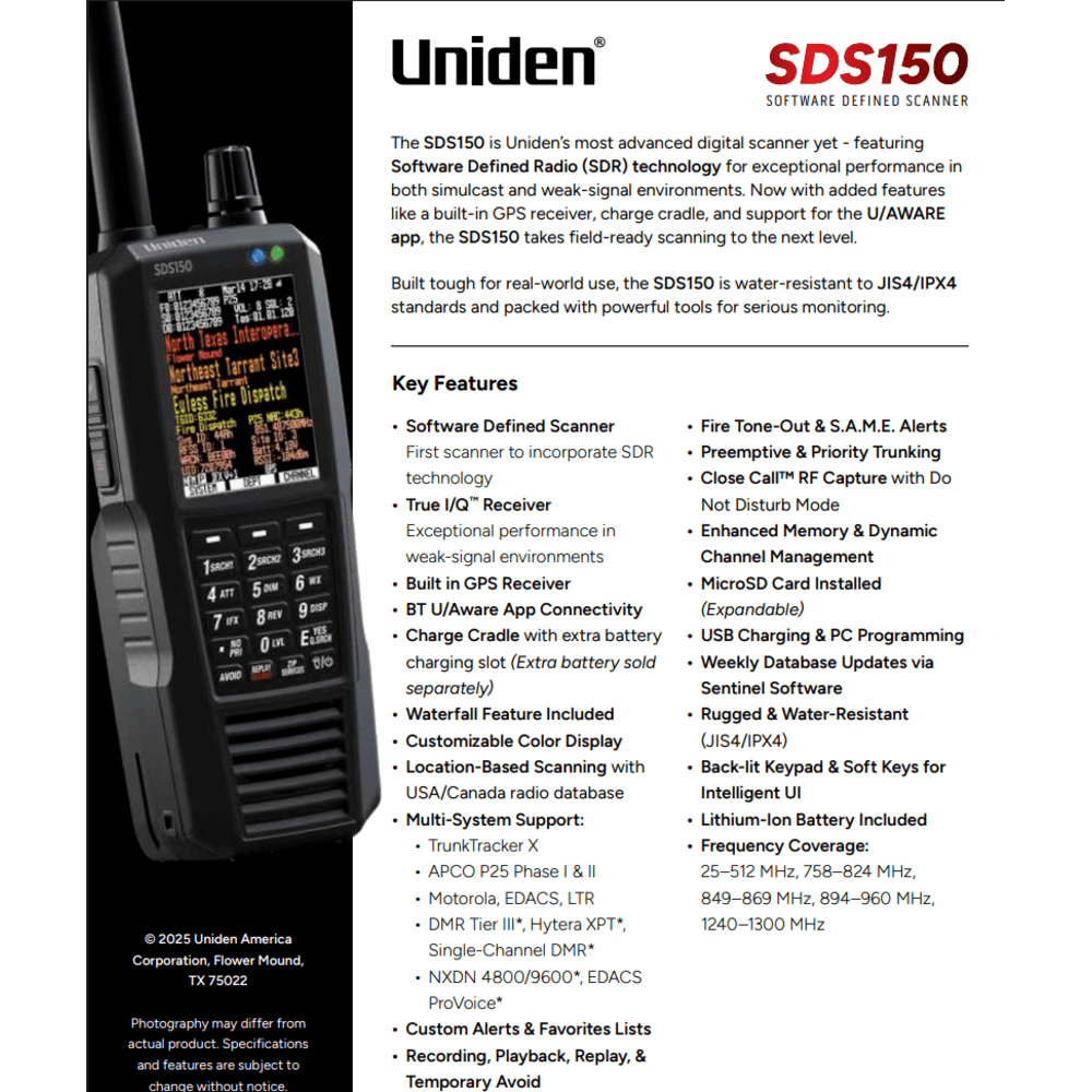 SDS150 Specs and Features