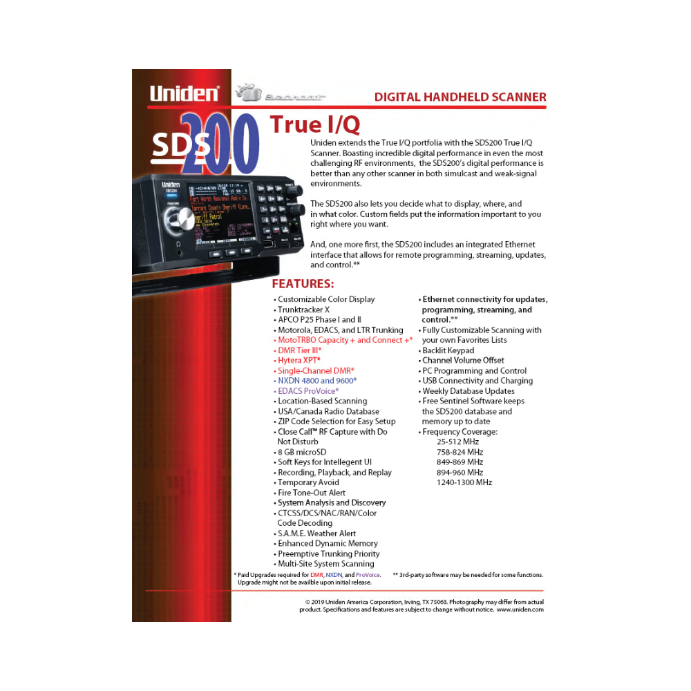 Uniden SDS200 Police Scanner | Bearcat Handheld Digital Police