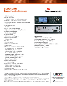 Bc261 Scanner BCD260DN Base/Mobile scanner – Bearcat Warehouse Corporation | Uniden ...