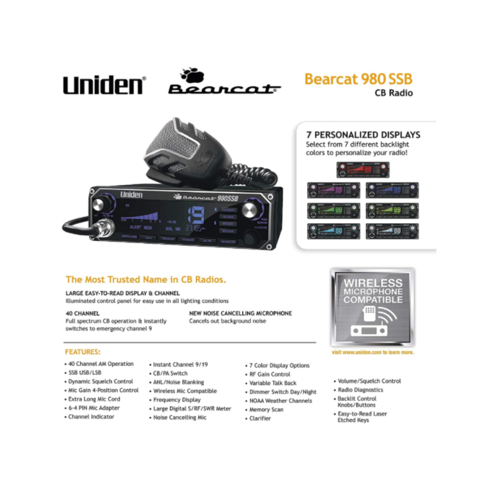 Uniden Bearcat 980 SSB CB Radio – Uniden Online Store  Bearcatwarehouse